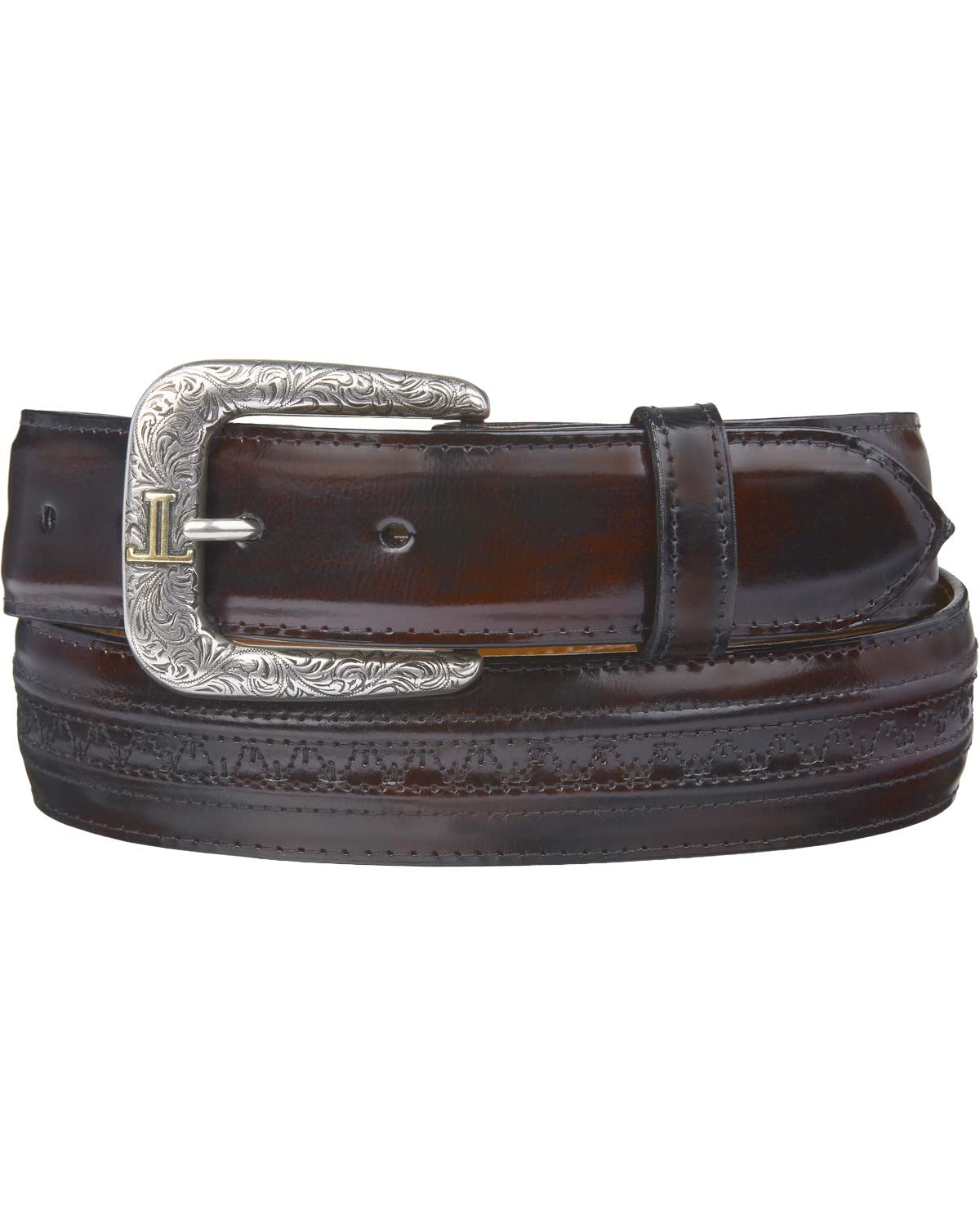 Lucchese Men's Cherry Goatskin Leather Belt - Black Cherry, 24