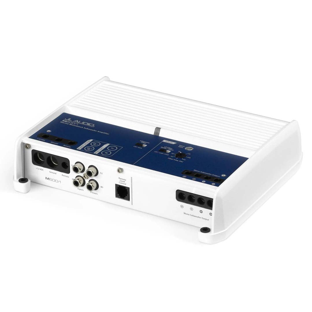 JL Audio M600/1 M Series Class D Marine 2 Channel Amplifier - High Power Boat Audio System for Marine & Car Stereo Upgrade
