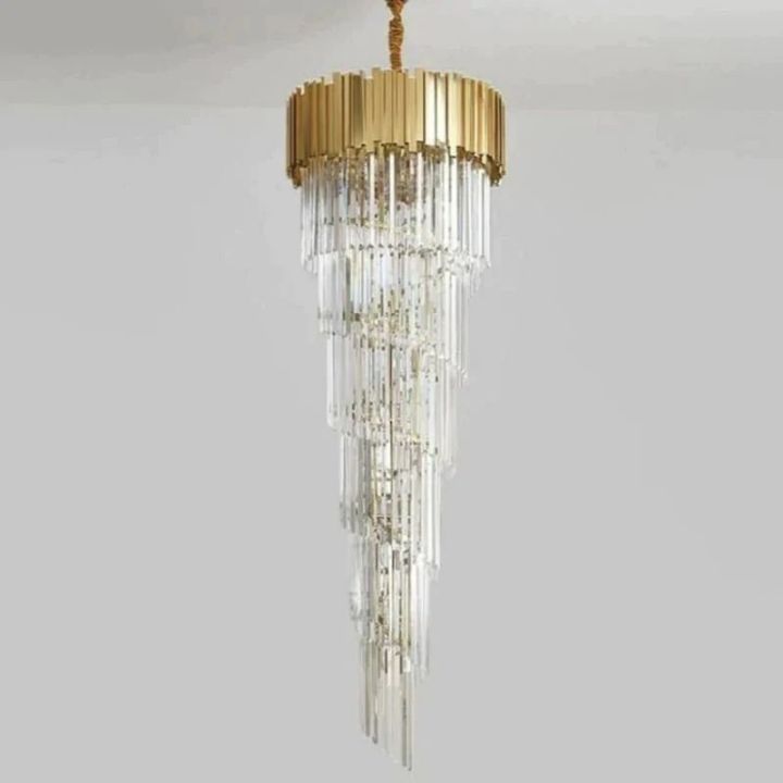 Bahay 2 Story Crystal Round Chandelier - Elegant Modern Ceiling Light Fixture for Dining Room, Living Room & Bedroom Decor
