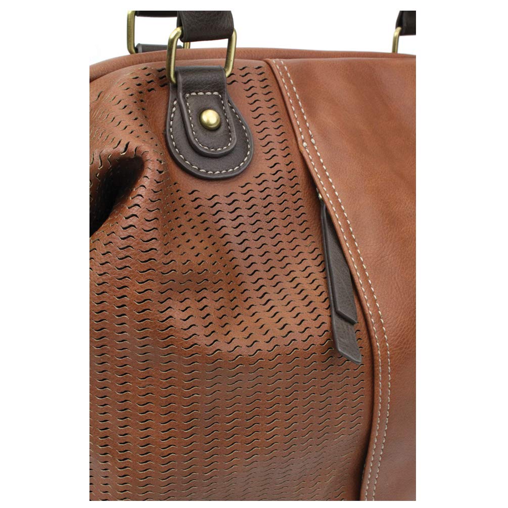 CHALA Laser Cut Crossbody Shoulder Bag - Faux Leather Tote Purse for Women (Brown) | Perfect for Work, Travel & Everyday Use