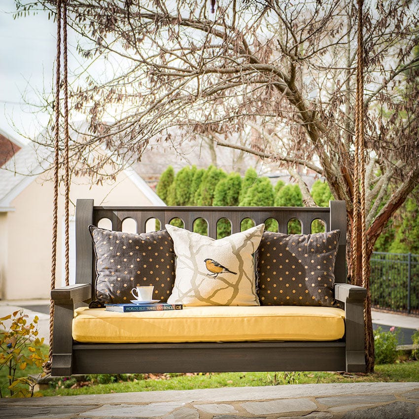 67-Inch Dark Walnut Stained Classic Red Cedar Porch Swing - Outdoor Patio, Garden, Backyard Relaxation & Decoration