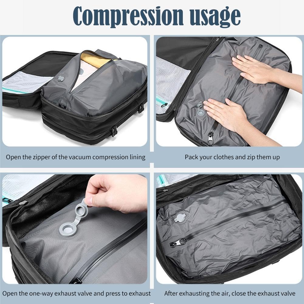 40L Expandable Vacuum Compression Backpack - Waterproof Travel Backpack with Shoulder Straps for Hiking, Camping & Outdoor Adventures | Vacuum Seal Technology Saves Space