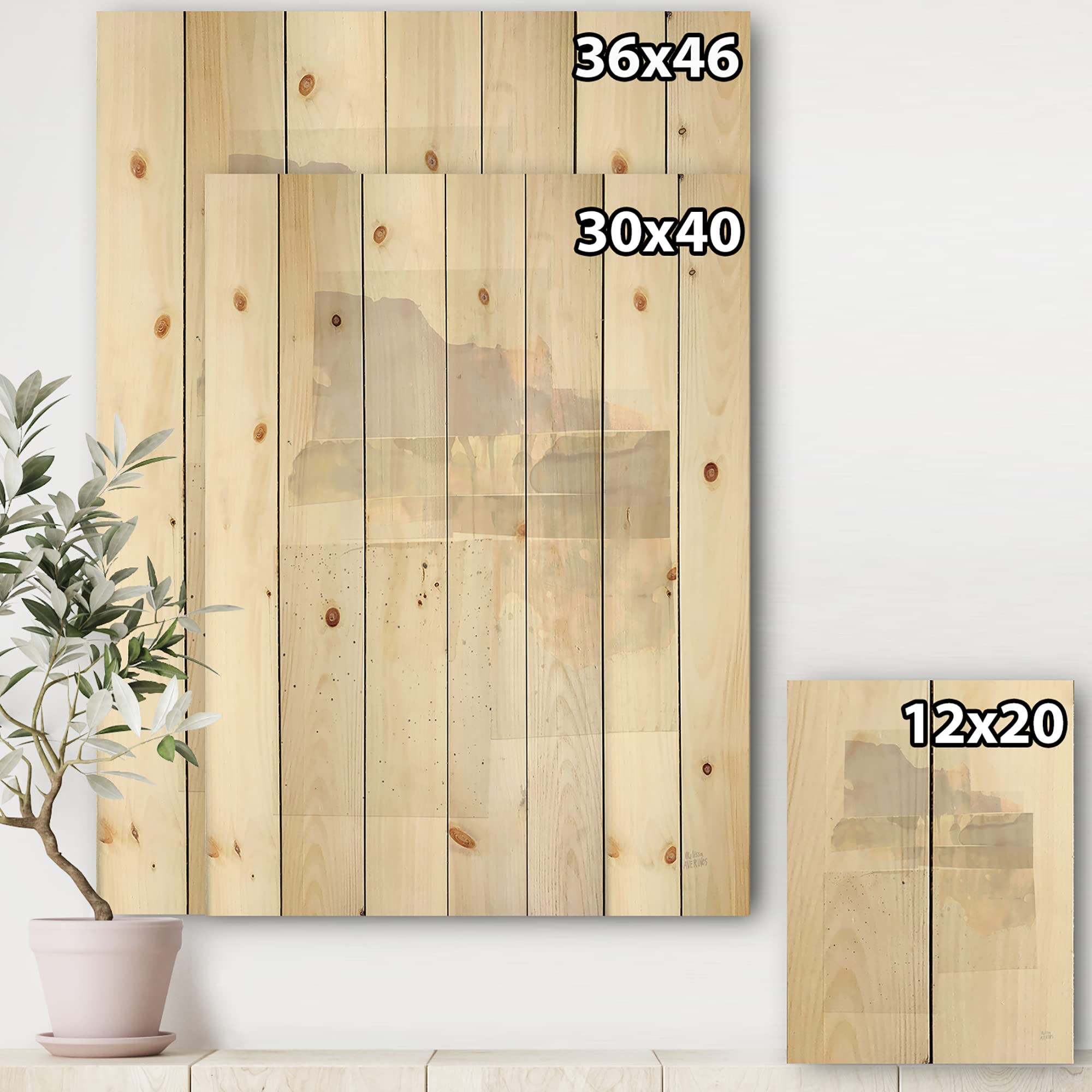 DesignQ Geometric Neutral Form III Shabby Chic Wood Wall Decor - Brown Abstract Wood Wall Art, Large Natural Pine Wood Panel for Living Room, Bedroom & Office Decor