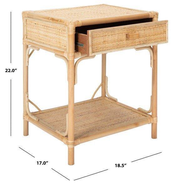 Eco-Friendly Bamboo & Rattan Nightstand with Drawer - Modern Bedside Table for Bedroom, Living Room, or Nursery - Perfect for Storage & Organization