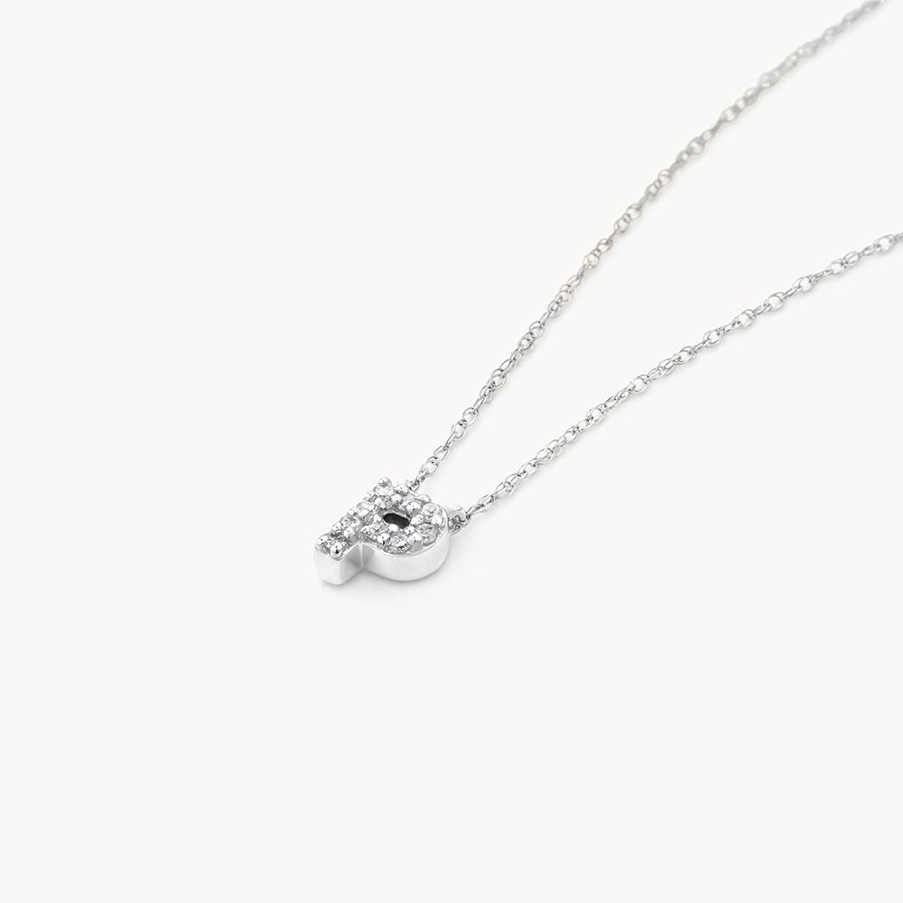 Diamond Letter P Necklace in Sterling Silver - Elegant Personalized Jewelry Gift for Women, Perfect for Birthdays, Anniversaries & Special Occasions