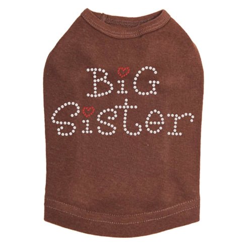 Big Sister with Red Heart Rhinestone Dog Tank Top - Cute Pet Clothes for Small Dogs - Perfect for Birthday Parties & Family Photos