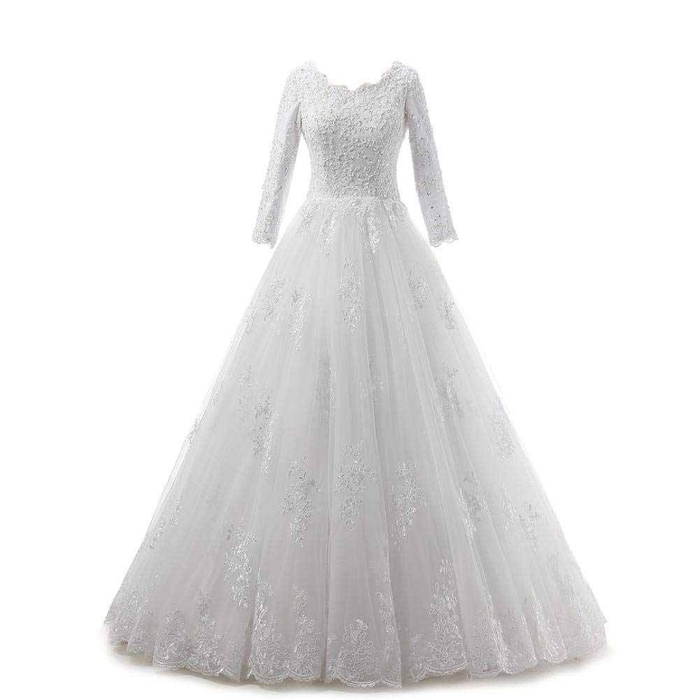 Elegant Long Sleeve Wedding Dress with Appliques and Sequins – Romantic A-Line Bridal Gown for Church, Beach & Outdoor Ceremonies