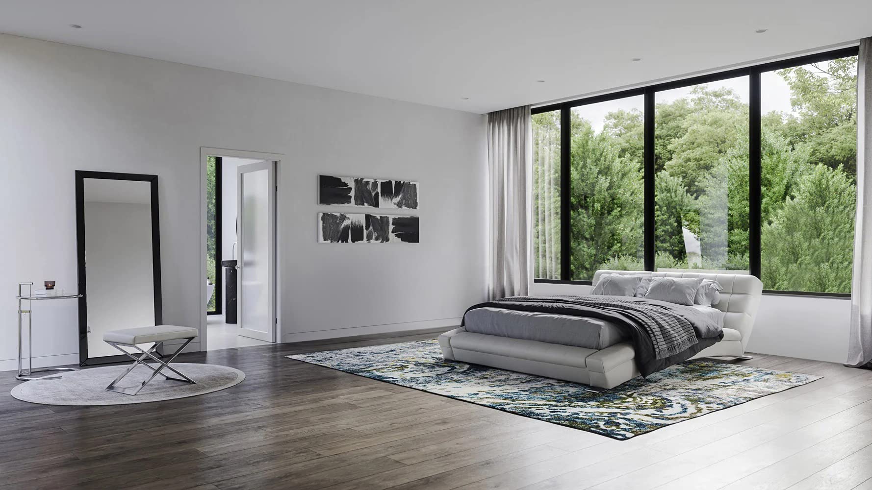ZURI Adonis White Tufted Leather Platform Bed - Queen Size, Modern Upholstered Bed Frame with Storage, Luxury Bedroom Furniture for Master Bedroom & Guest Room