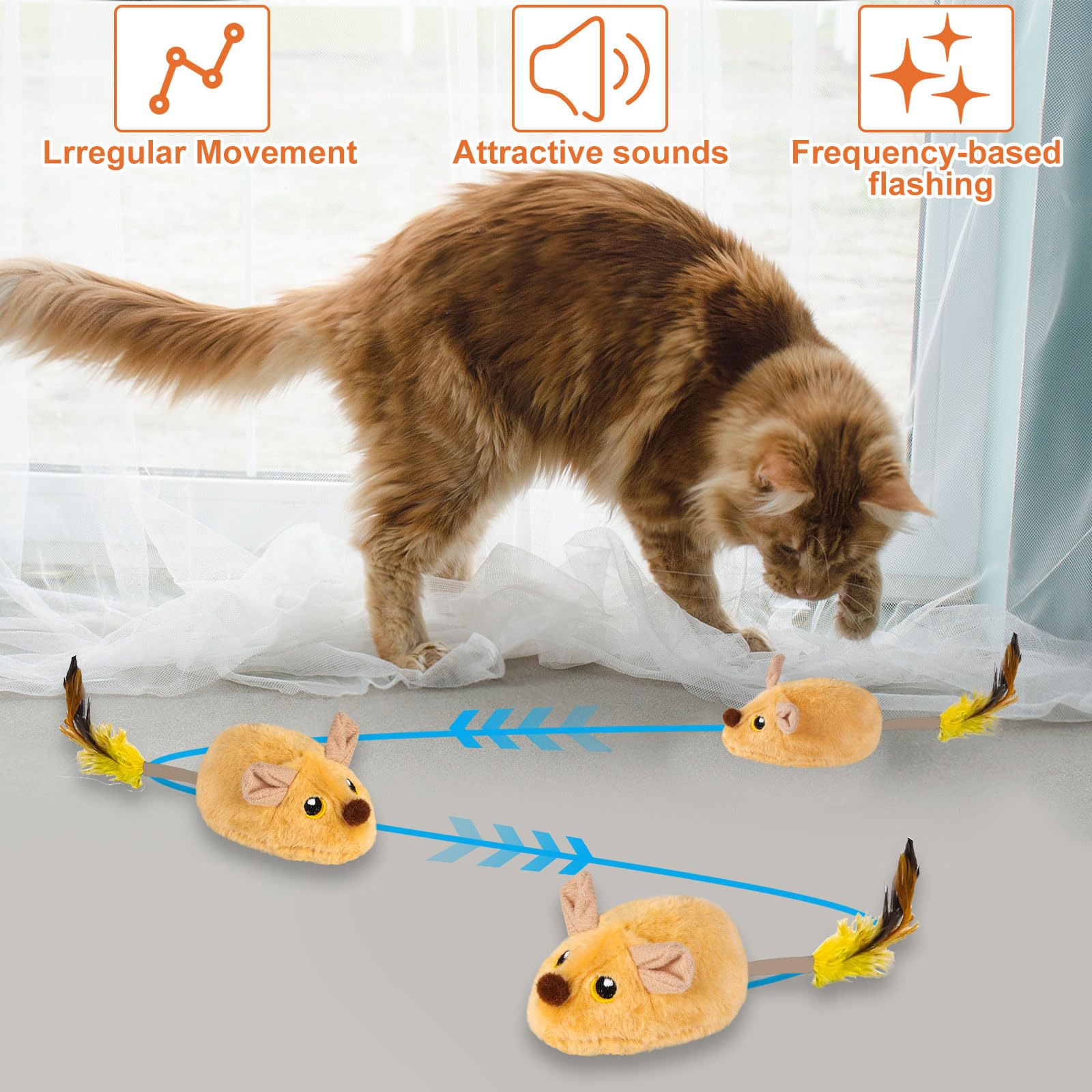 2024 New Interactive Remote Control Cat Toy - Self Moving Mouse for Indoor Cats, Squeaky Exercise Toy for Self Play & Birthday Gifts (Yellow) - Perfect for Playtime, Training & Keeping Indoor Cats Active