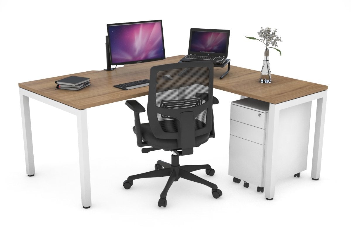 L Shaped Corner Office Desk with Quadro Square Legs - 1400L x 1800W Dimensions, Cable Management Scallop - Perfect for Home Office, Gaming Setup & Small Workspace