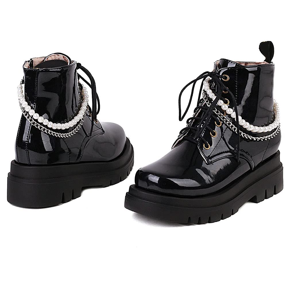 SO SIMPOK Women's Chunky Heel Lace-Up Punk Goth Ankle Boots - Fashion Zip Outdoor Motorcycle Combat Boots for Women | Perfect for Gothic Fashion, Night Out, Concerts & Motorcycle Riding