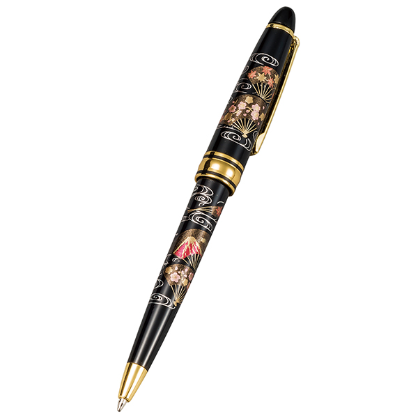 Yamanaka Maki-e Urushi Lacquer Ballpoint Pen - Handcrafted Japanese Luxury Writing Instrument | Kyoto Elegance in Black | Perfect for Business Gifts & Collectors