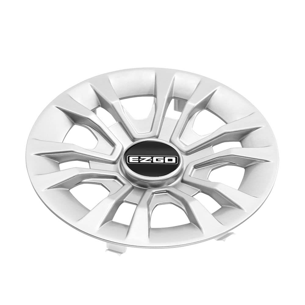 8 Inch Golf Cart Hubcaps for EZGo Golf Buggies - 4-Piece Standard Wheel Rim Cover Set with EZGo Logo Decals - Perfect for Golf Course, Resort & Neighborhood Transportation