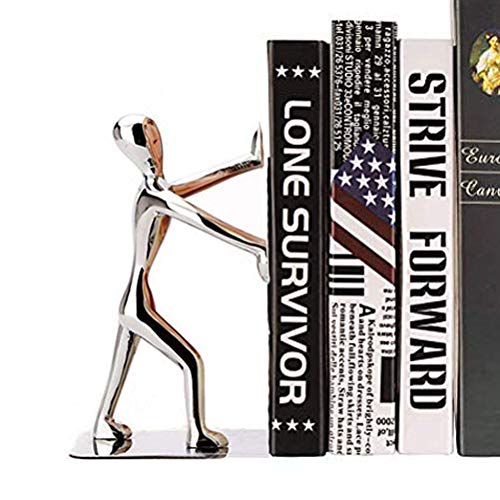Heavy Duty Stainless Steel Bookends for Shelves - Non-Slip Office & Library Book Holder for Books, CDs, DVDs, Video Games & Magazines - Perfect Gift for Book Lovers (1 Piece) - Ideal for Home Office, School, Kids Room & Bookshelf Organization