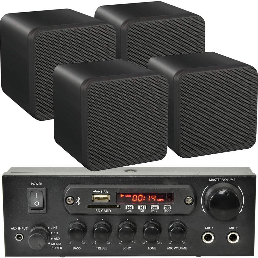 110W Bluetooth Amplifier with 4x 80W Wireless Speakers - HiFi Stereo Sound System for Home Theater, Parties & Outdoor Events