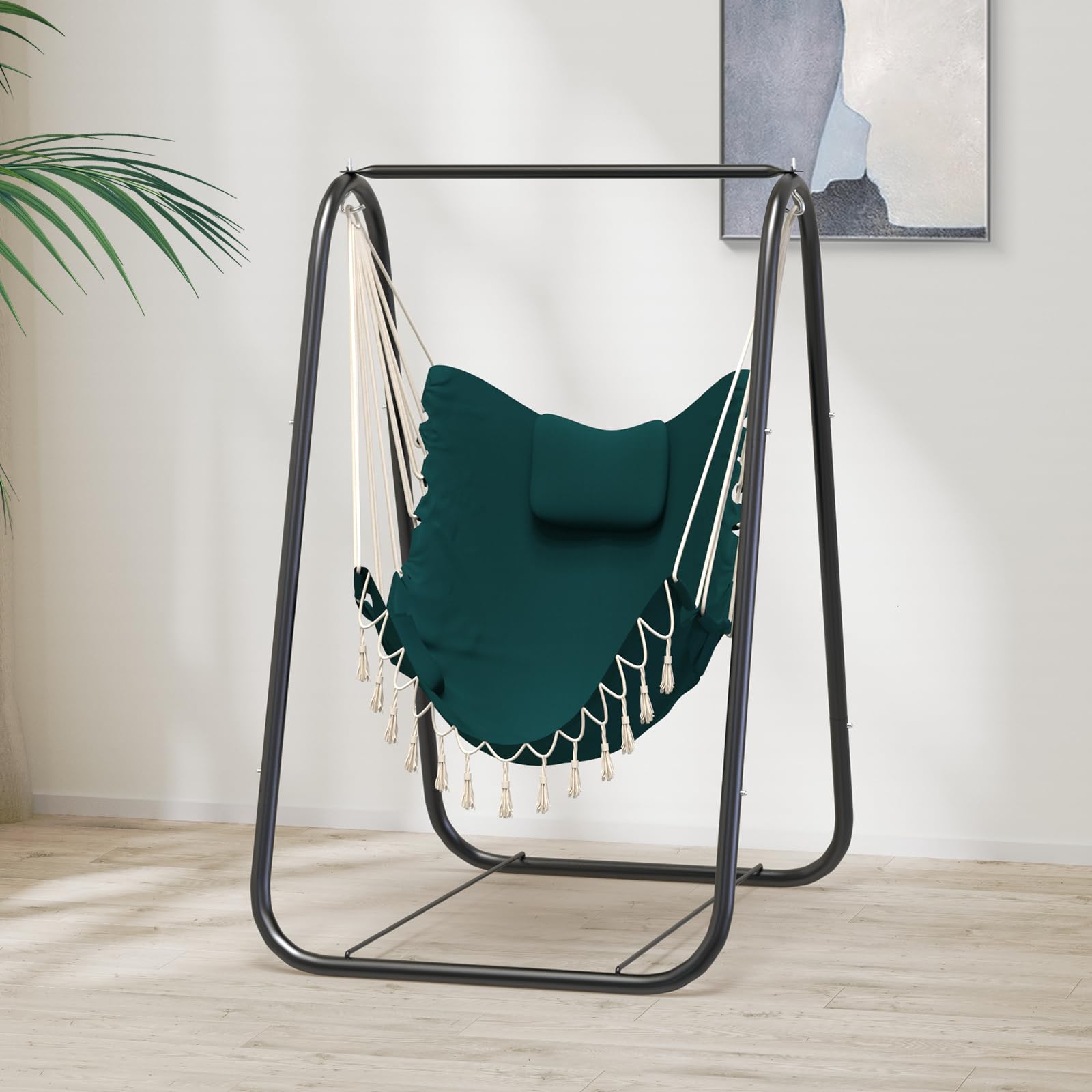 G TALECO GEAR Hammock Chair with Stand - Heavy Duty & Rustproof Hanging Swing Chair for Indoor, Outdoor, Patio, Yard, Garden, Porch - Perfect for Relaxing, Reading & Lounging (Green)