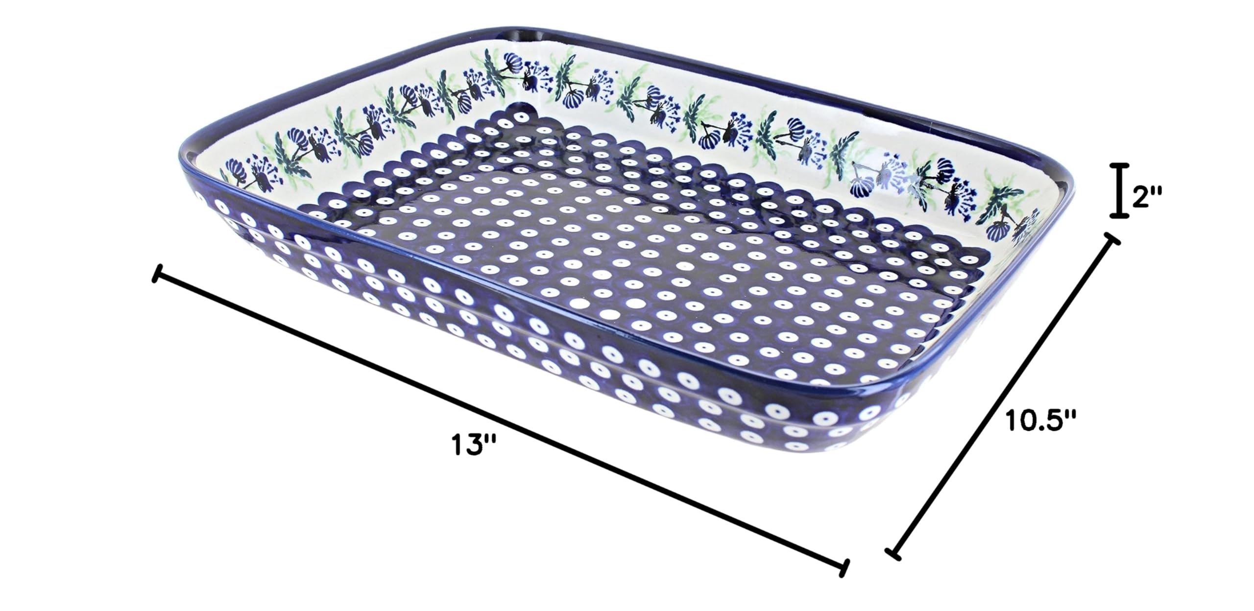 Blue Rose Polish Pottery Sweet Annie Extra Large Rectangular Baker - Handmade Ceramic Baking Dish for Casseroles, Lasagna & Desserts | Perfect for Holiday Dinners & Family Gatherings