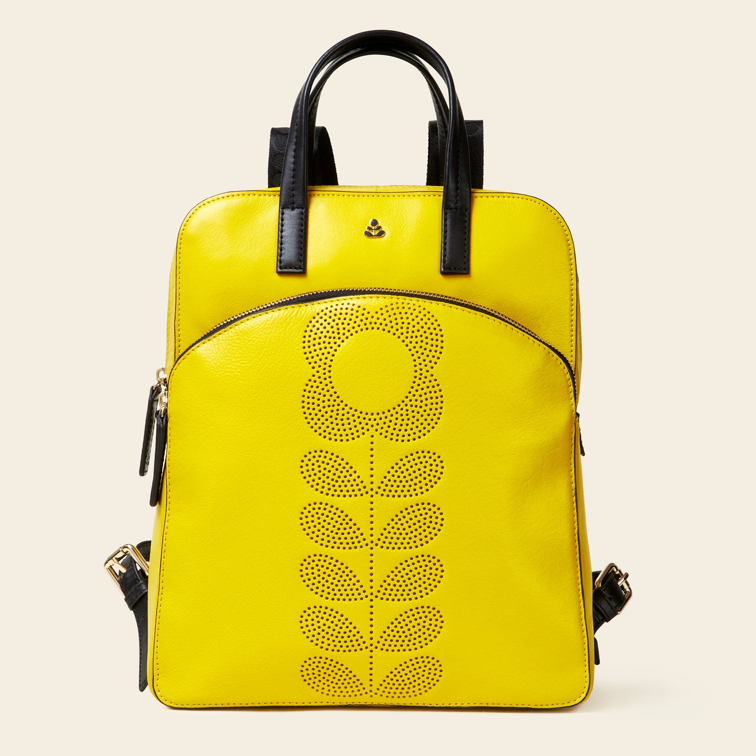 Emilia Backpack for Women - Stylish Punched Tall Flower Design in Yellow - Perfect for Travel, Work, and Everyday Use