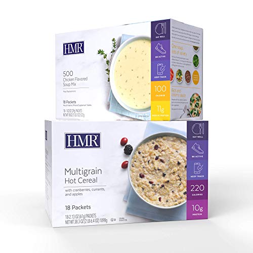 HMR Savory Bundle - HMR 500 Chicken Soup & Multigrain Hot Cereal, 36 Single-Serve Meal Replacement Packets | High-Protein, Low-Calorie Diet Plan for Weight Loss | Perfect for Busy Professionals, Office Lunch & Healthy On-the-Go Meals