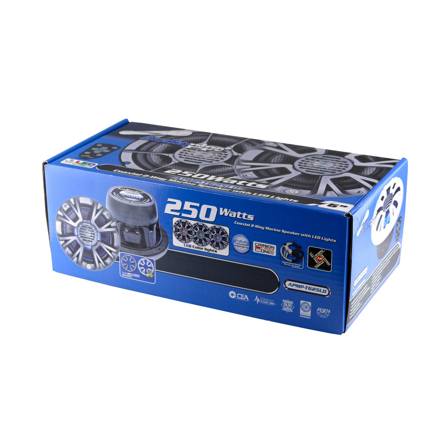 Audiopipe APMP 6.5 Inch Marine Speakers with LED Lights - Waterproof Boat Audio for Pontoon, Yacht & Pool Party