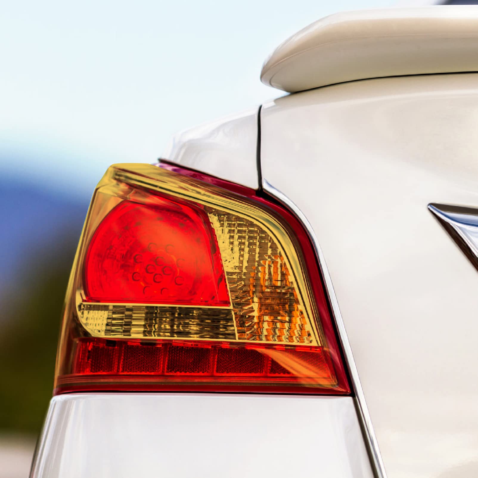 High-Performance Car Headlights & Tail Lights - LED Fog Lights with Orange Vinyl Tint Stickers for Enhanced Visibility & Style - Perfect for Night Driving, Off-Road Adventures & Car Customization