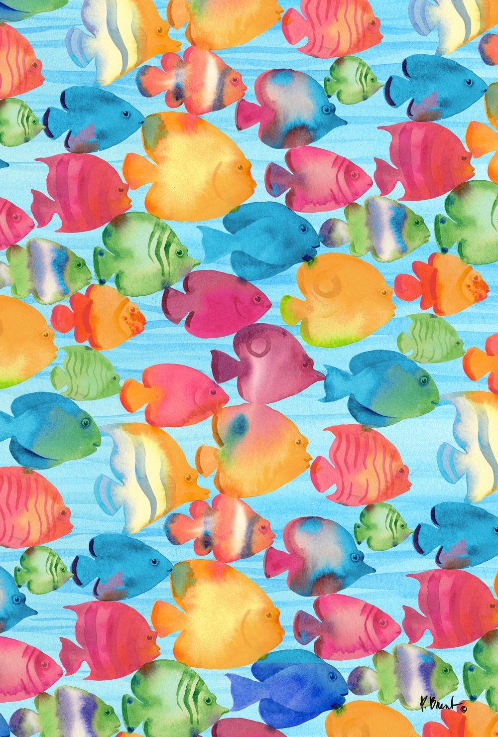 Toland Home Garden 12.5 x 18 Inch Colorful Tropical Fish Decorative Flag - Perfect for Summer Outdoor Decor, Patio, Yard & Garden Landscape