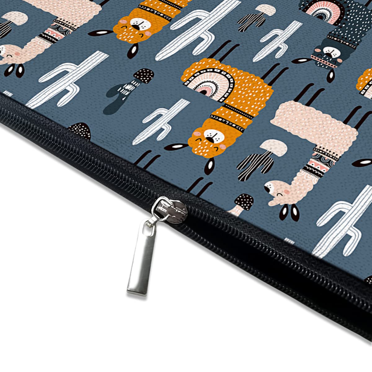 Waterproof Canvas Makeup Bag for Women - Cute Funny Cosmetic Pouch with Zipper, Travel Toiletry Organizer (Alpaca Design, Grey) - Perfect for Purse, Gym & Vacation Essentials