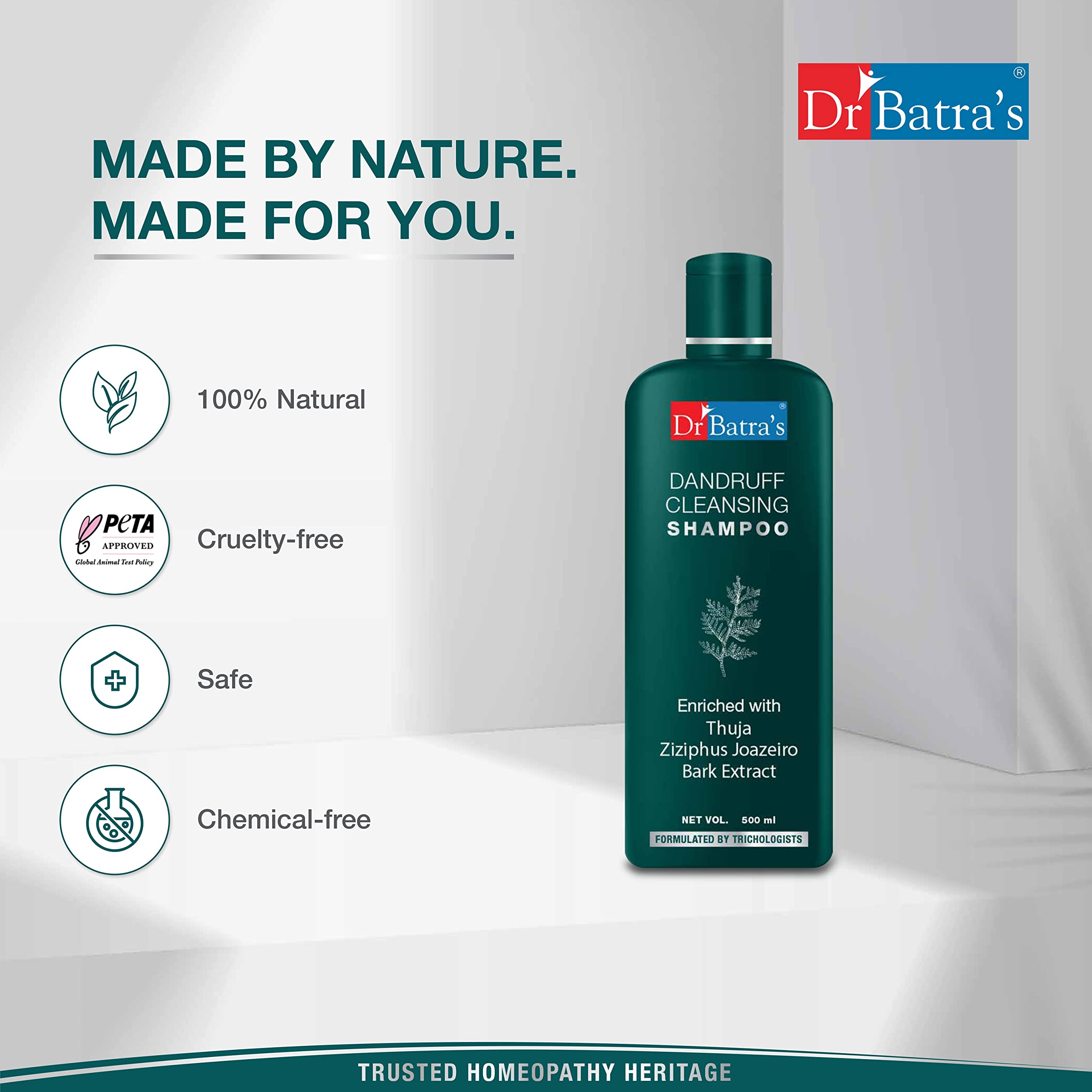 Dr. Batra's Hair Fall Control Serum (125ml) & Dandruff Cleansing Shampoo (500ml) - Enriched with Thuja, Henna & Ziziphus Jaozeiro for Balanced Oil Production - Promotes Clean, Lustrous Hair - Hair Care Set for Daily Use & Scalp Treatment