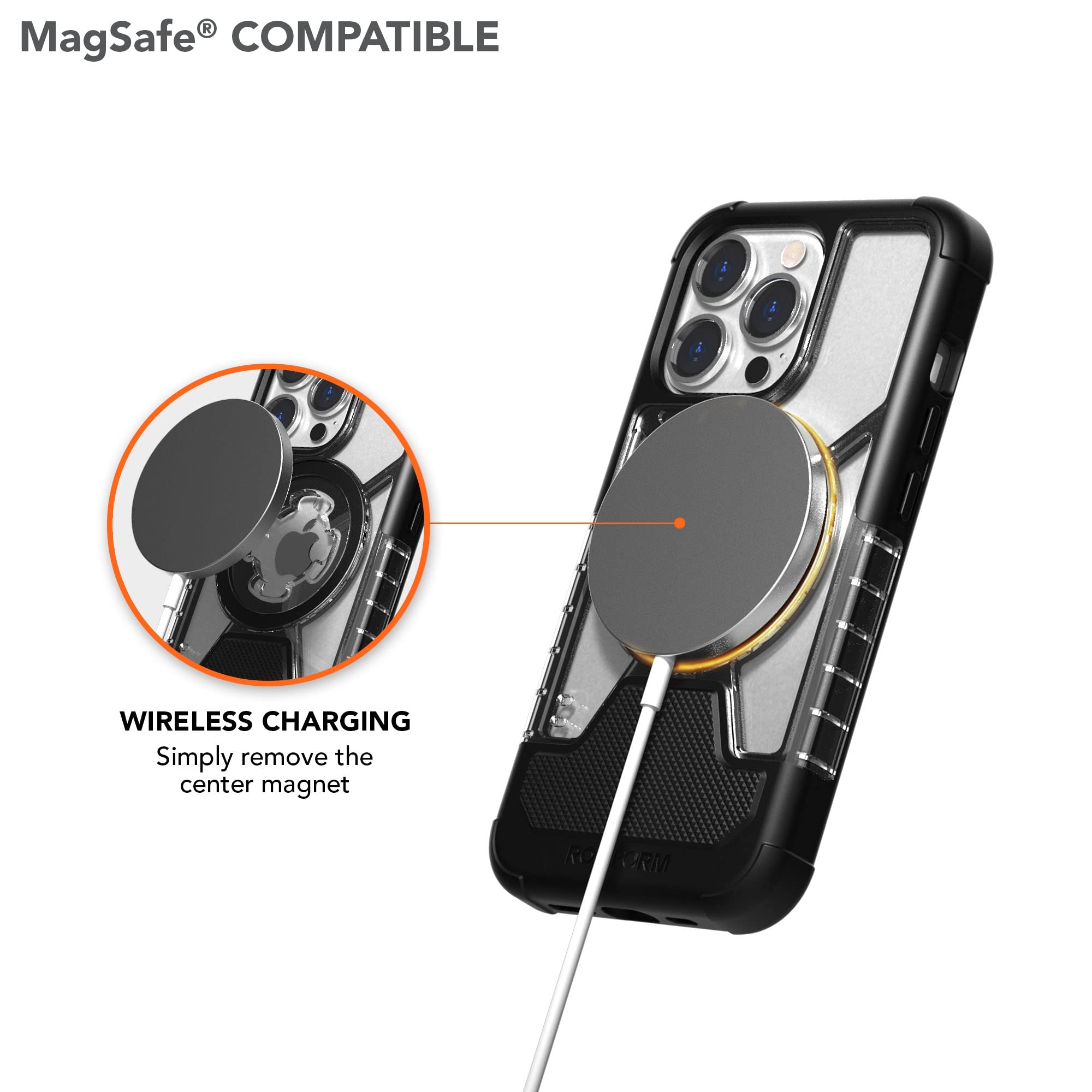 Rokform Crystal Series iPhone 13 Pro Case - Slim Magnetic Clear Cover with Dual Magnet & MagSafe Compatibility, RokLock Twist Lock, Drop Tested Armor - Perfect for Outdoor Adventures & Daily Use
