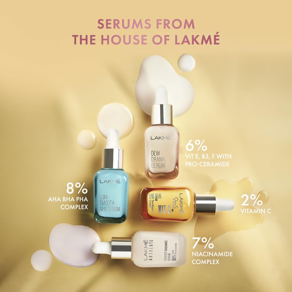 LAKMÉ 6% Vitamin E, Niacinamide & Pro-Ceramides Face Serum for Skin Barrier Repair - Hydrating, Brightening & Anti-Aging Treatment (15ml) - Perfect for Dry Skin & Nighttime Skincare Routine