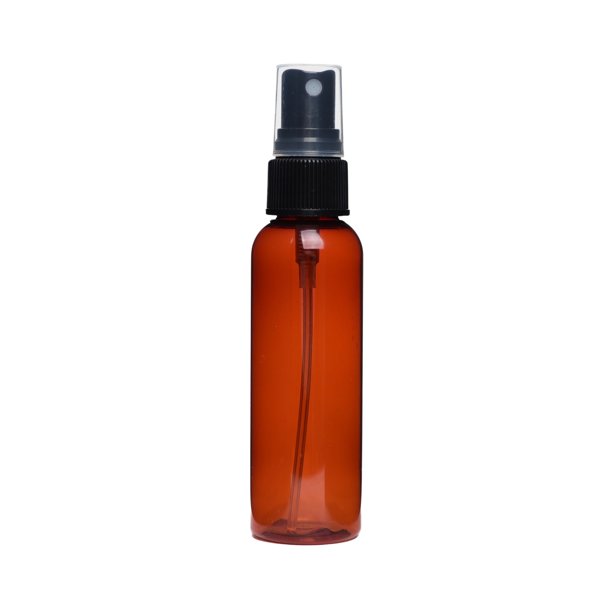 Premium Amber Plastic Bottle with Black Fine Mist Sprayer - Essential Oil, Perfume & DIY Beauty Refillable Container for Home, Travel & Skincare