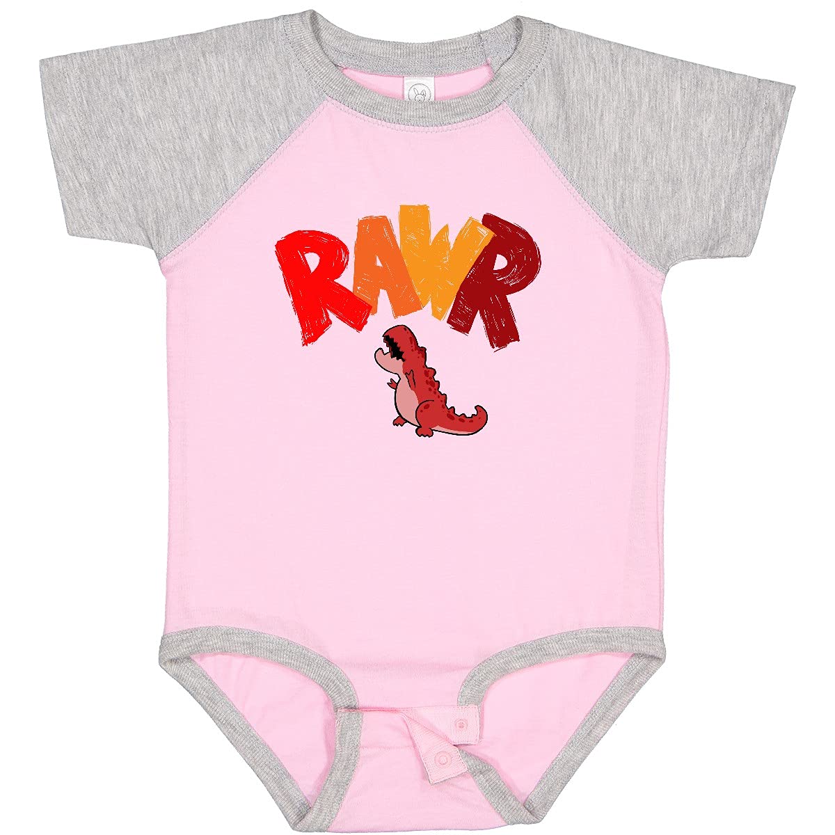 Inktastic Lil' Red Tyrannosaurus Rawr Dinosaur Baby Bodysuit - Cute Dino Outfit for Boys & Girls, Perfect for Birthday, Halloween & Photo Shoots