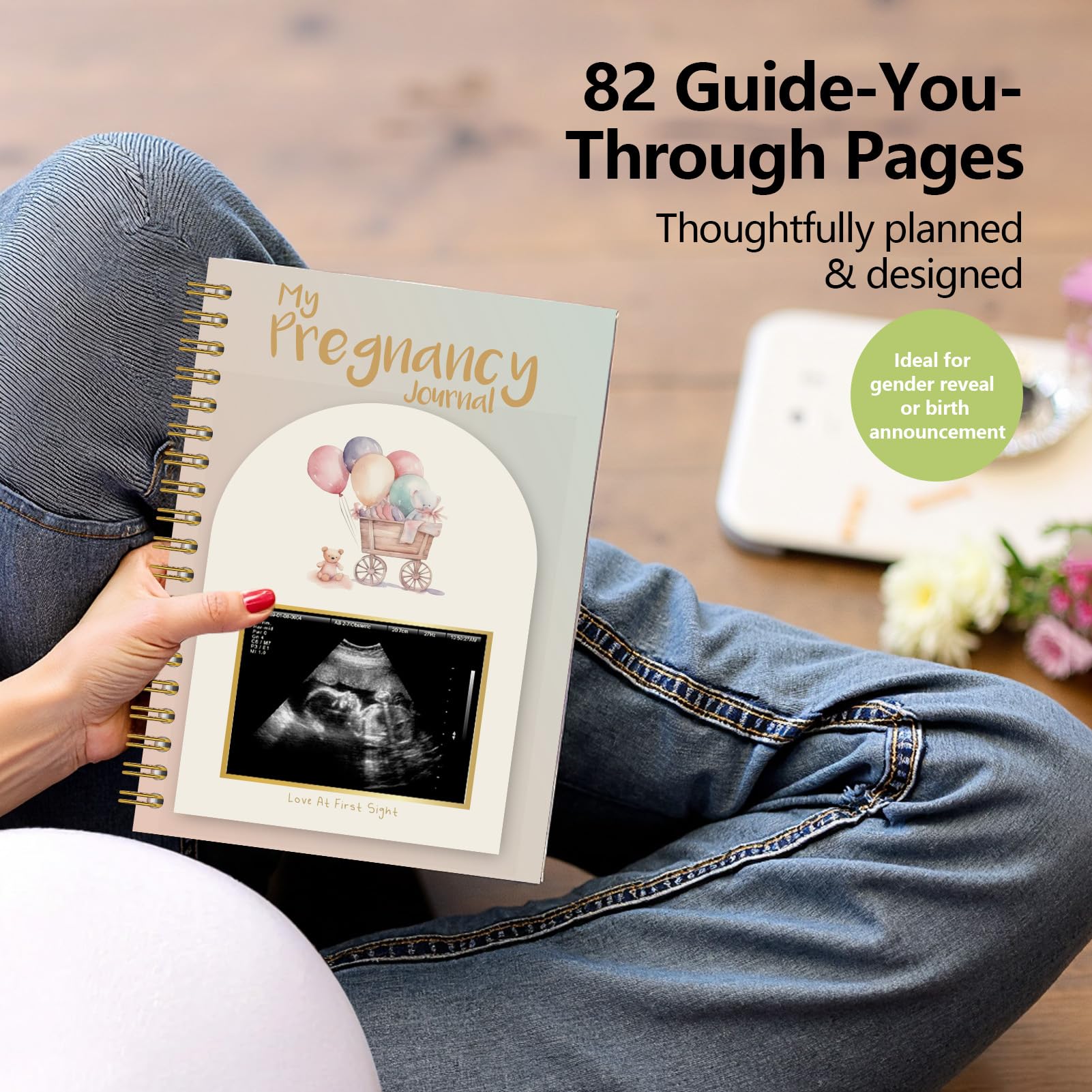 Pregnancy Journal Memory Book - 82 Pages Hardcover Pregnancy Planner & Baby Memory Book for First Time Moms | Pregnancy Diary, Ultrasound Keepsake & Mom's Gift | Perfect for Baby Showers, Gender Reveals & Creating Cherished Memories (Bear Design)