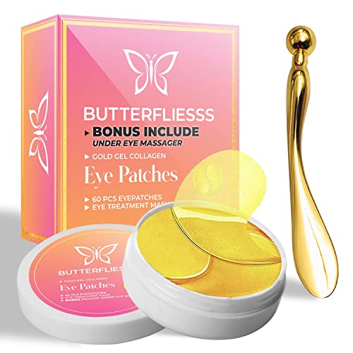 BUTTERFLIESSS Under Eye Patches for Puffy Eyes & Dark Circles - Hydrating Eye Masks with Collagen - Reduce Wrinkles & Bags - Perfect for Morning Routine, Travel & Night Skincare