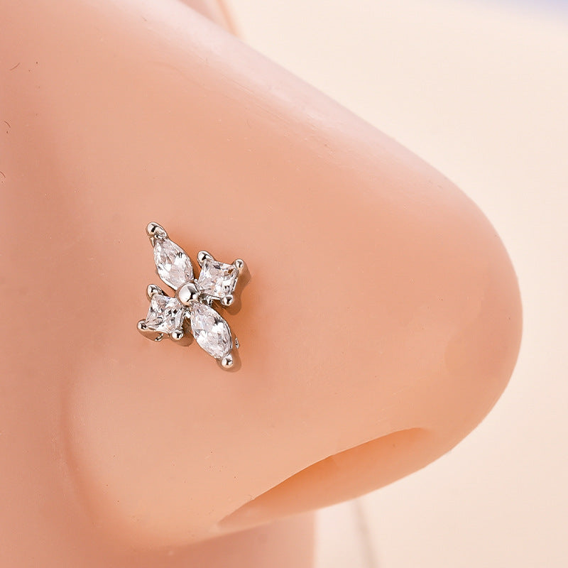 20G Hypoallergenic Rose Leaf Nose Studs - Surgical Steel Nose Ring for Sensitive Skin | Perfect for Everyday Wear, Parties & Special Occasions | HSPJ700