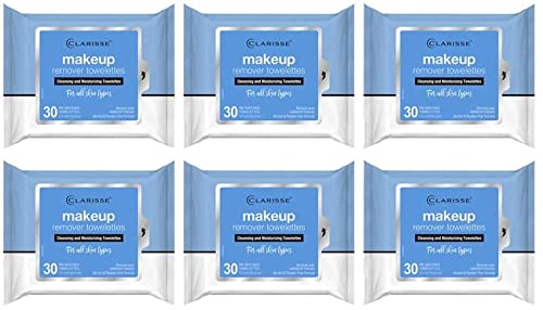 180 Premium Quality Make-Up Remover Wipes | 6 Pack of 30 Count | Gentle Cleansing Facial Towelettes for All Skin Types | Perfect for Travel, Gym & Daily Skincare Routine
