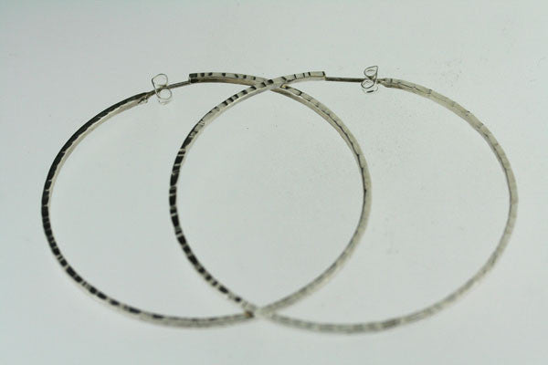 Large Hammered Hoops Earrings - 925 Sterling Silver Dangle Earrings for Women | Perfect for Casual, Office & Evening Wear