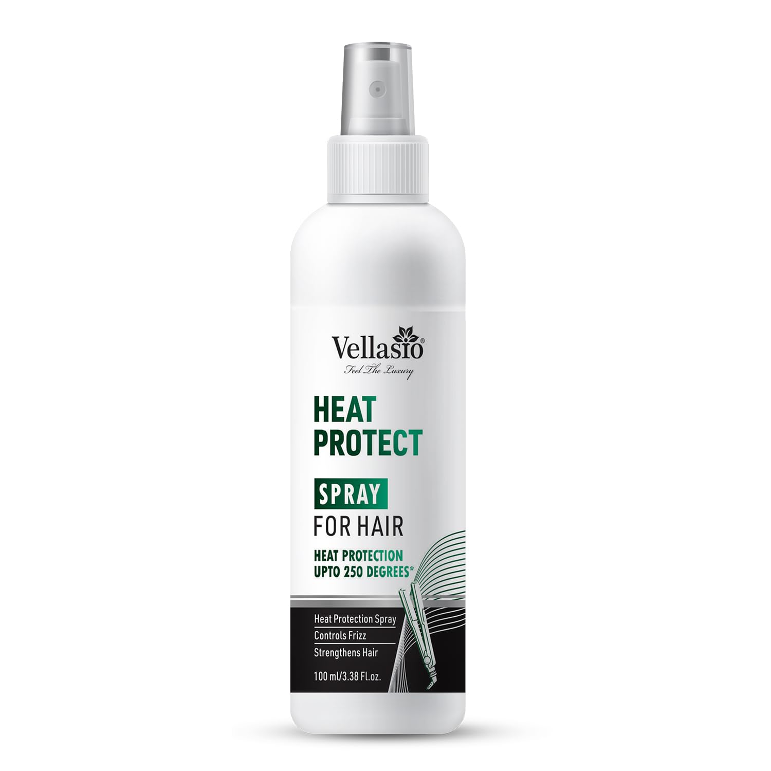 VELLASIO Classic Heat Protection Hair Spray with Argan Oil & Grapes Seed - Thermal Shield for Straighteners & Styling Tools - White Bottle (Pack of 1) - Perfect for Daily Heat Styling & Frizz Control