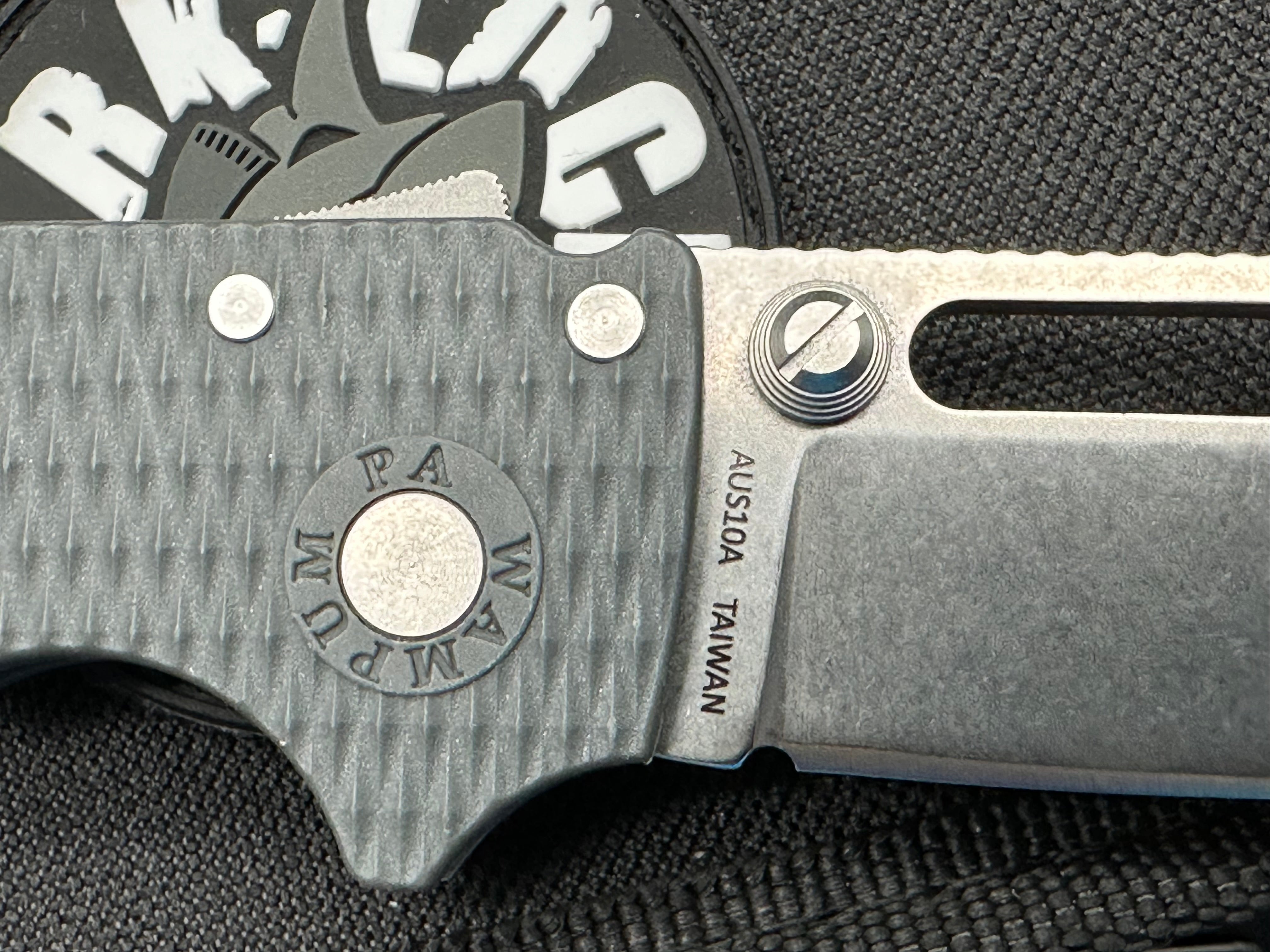 Demko AD20.5 Clip Point Folding Knife with Shark Lock - Gray Grivory Handle & Stonewashed 3.2