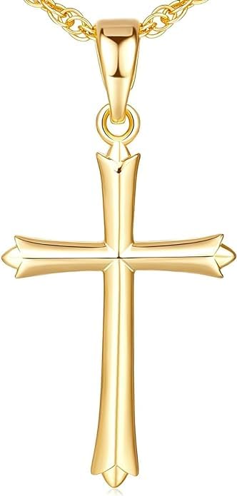 14K Gold Cross Necklace for Women - Elegant Faith Pendant with Chain - Perfect for Church, Weddings, and Everyday Wear