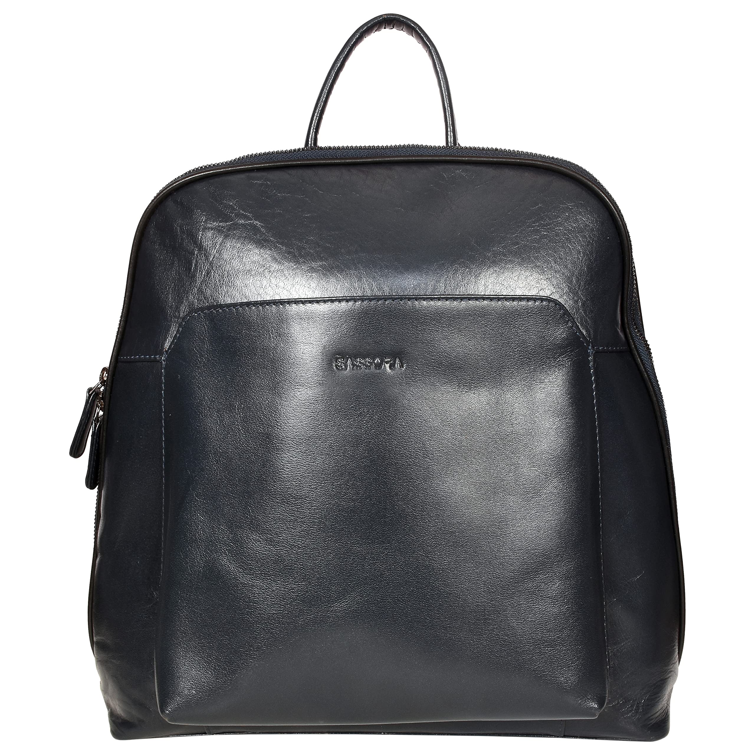 Sassora Genuine Premium Leather Women's Medium Blue Backpack - Stylish Travel, Work & College Laptop Bag for Everyday Use