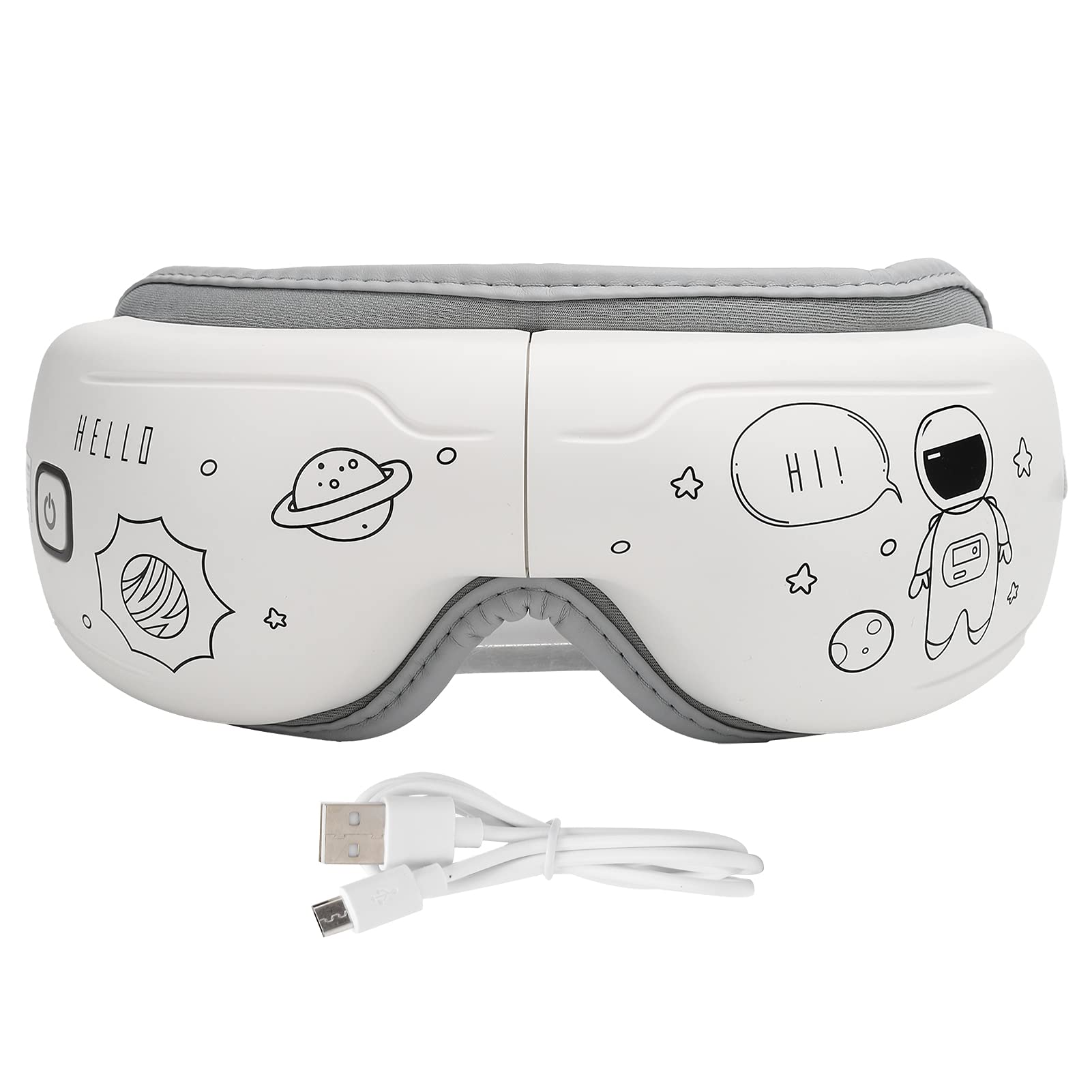 Zerodis Rechargeable Eye Massager with Heat, Compression & Music - Eye Protection for Kids & Adults - Perfect for Relaxation, Stress Relief & Sleep (White)