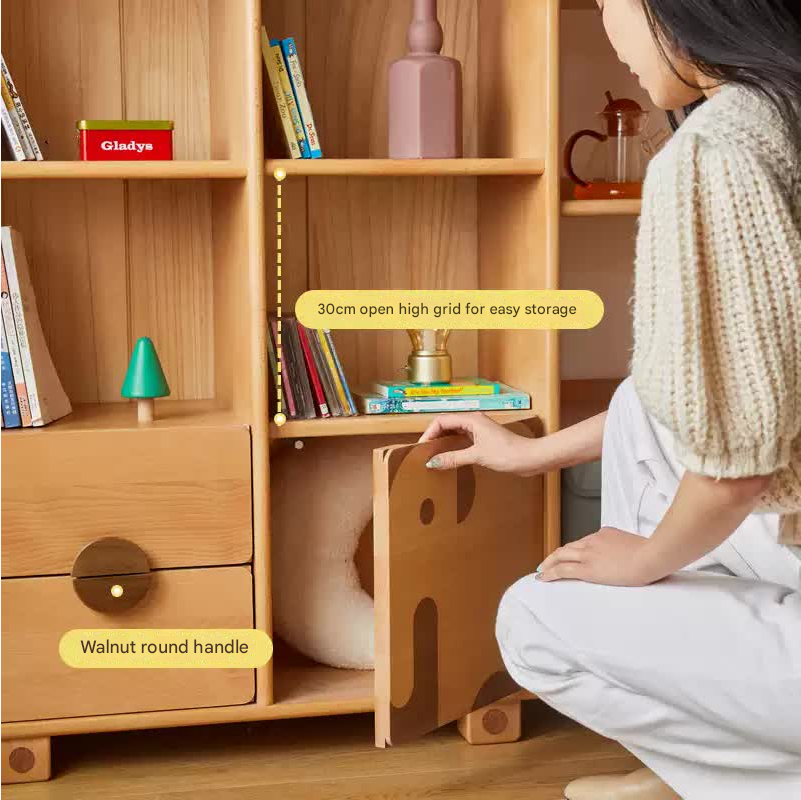 Sturdy Oak Solid Wood Multi-Layer Kids Bookcase - Durable Children's Bookshelf for Bedroom, Nursery & Playroom Organization