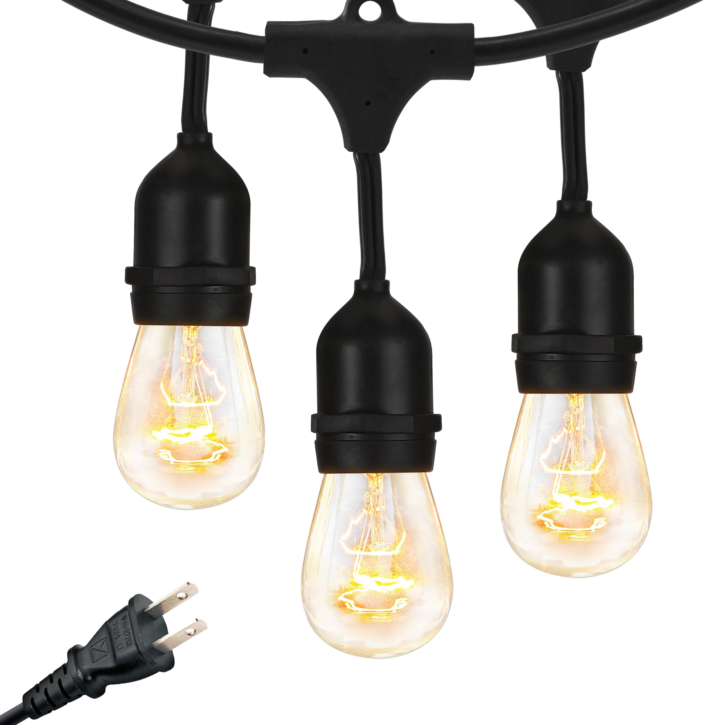 Brightech Ambience Pro Commercial Grade Waterproof Outdoor String Lights - 48 Ft Dimmable Edison Bulbs with 15 Warm White 11W Bulbs for Patio, Backyard, Porch & Garden Decor - Perfect for Weddings, Parties & Outdoor Dining