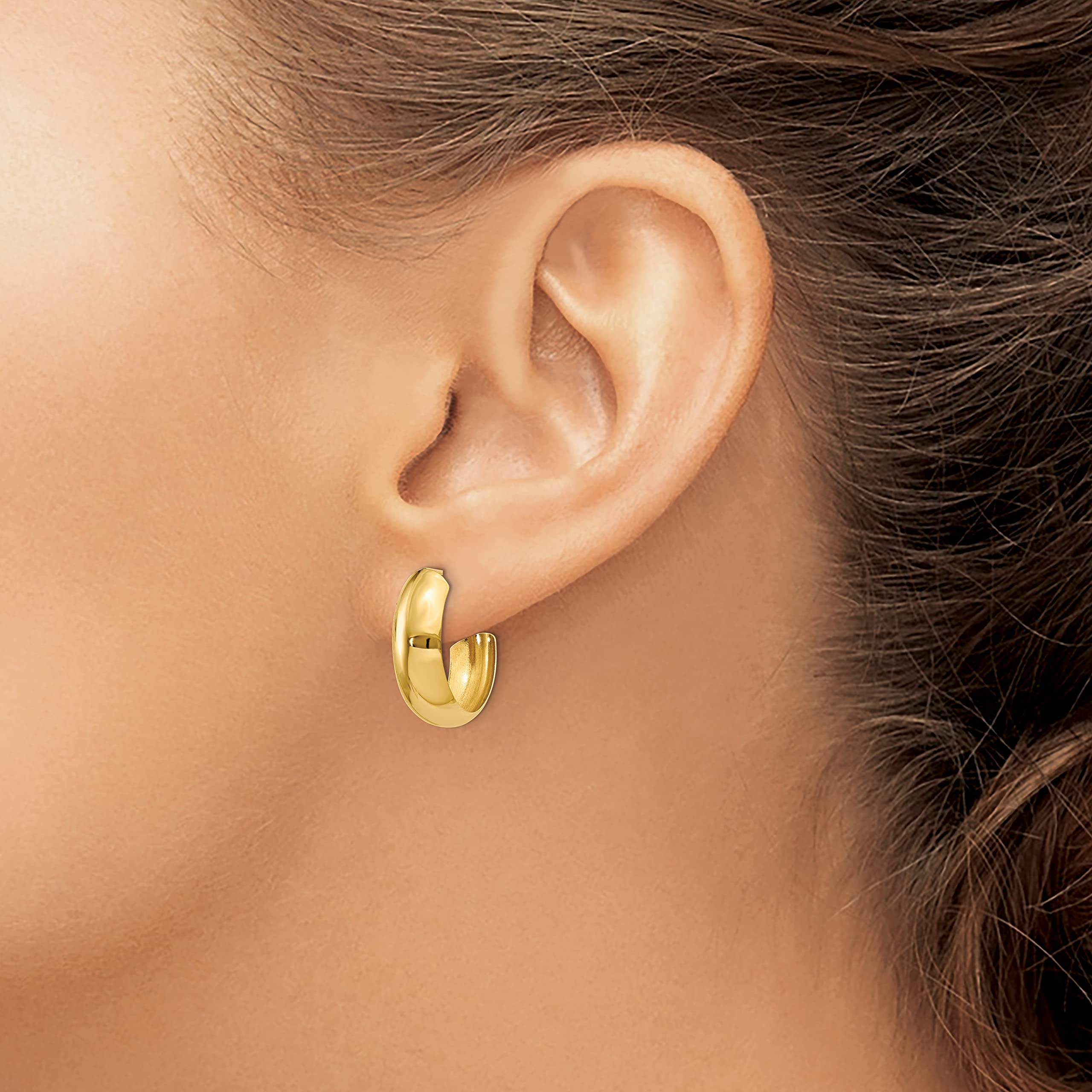 14K Solid Yellow Gold 6.5mm J Small Hoop Earrings for Women - Classic Dainty Everyday Jewelry - Perfect for Work, Date Night & Gifts