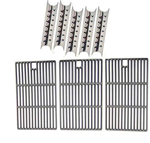 Master Forge 3218LT & 3218LTN Gas Grill Replacement Parts Kit - 5 Heat Shields & Cast Iron Cooking Grates - Perfect for Outdoor BBQ, Backyard Grilling & Patio Parties