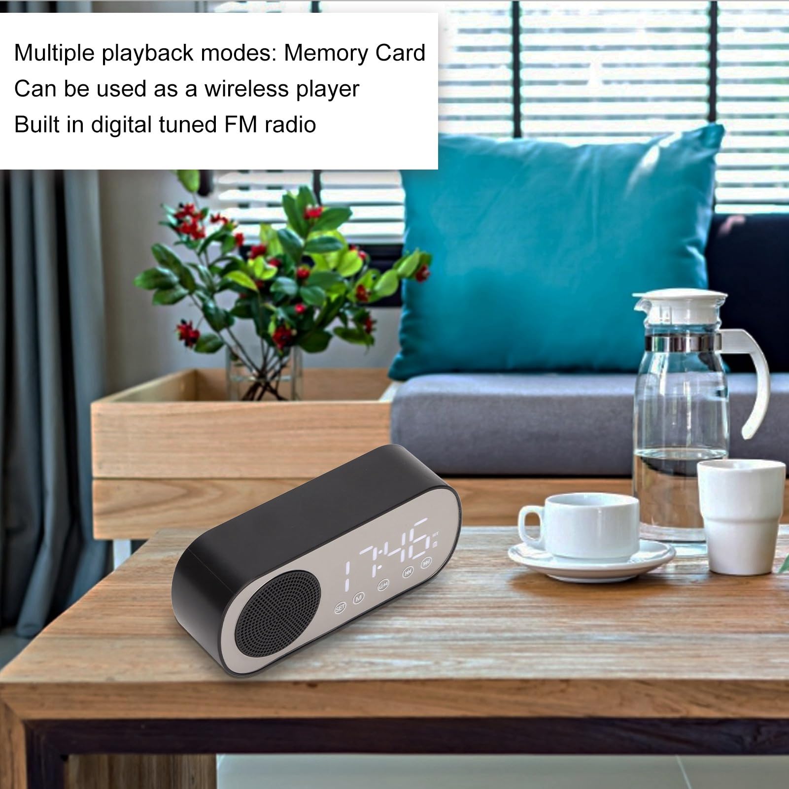 Digital Alarm Clock Radio with Speaker - Bedside Clock for Bedroom, Home & Office | Wake Up to Music, FM Radio & Snooze Function