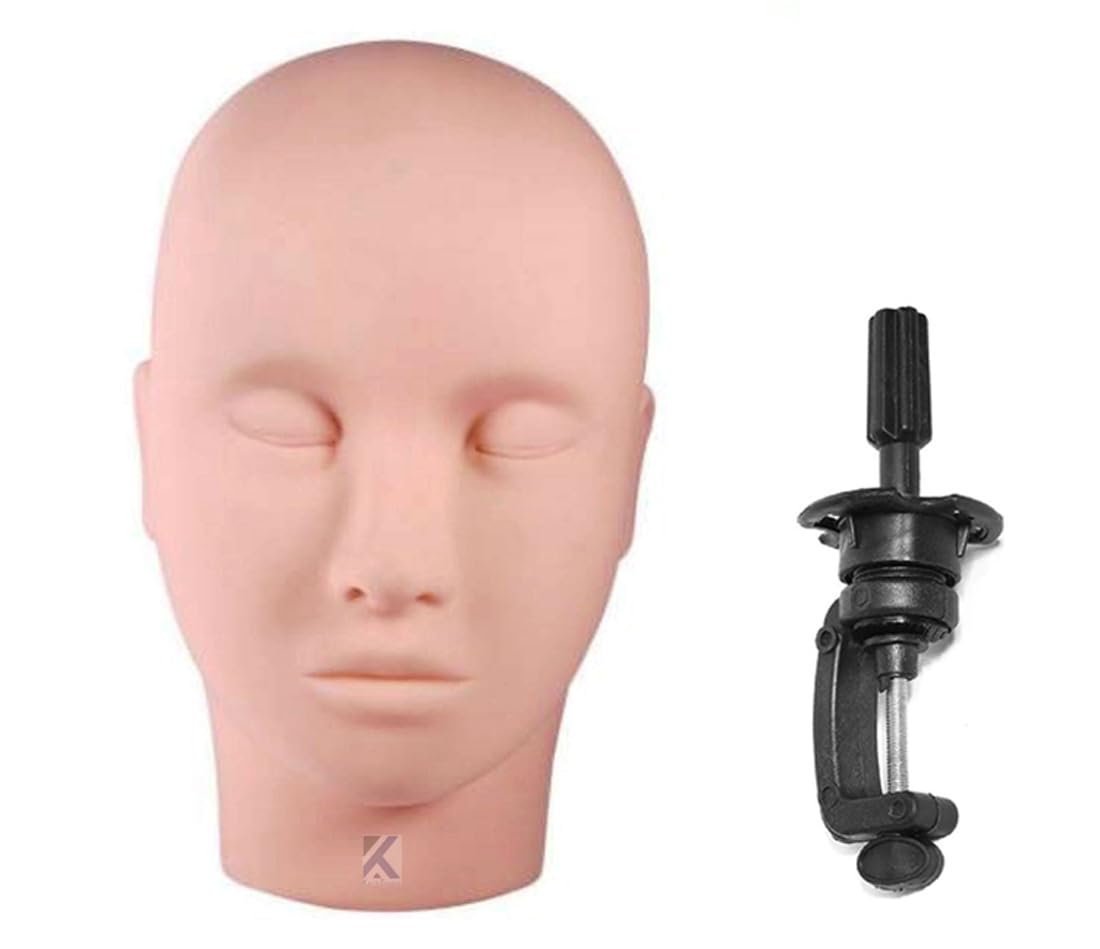 KALSUTANSHI ᵀᴹ Professional Mannequin Head with Clamp for Makeup & Eyelash Extension Practice | Closed-Eye Training Head for Beauty School & Salon | Massage Practice Model with Secure Clamp - Perfect for Beginners & Professionals