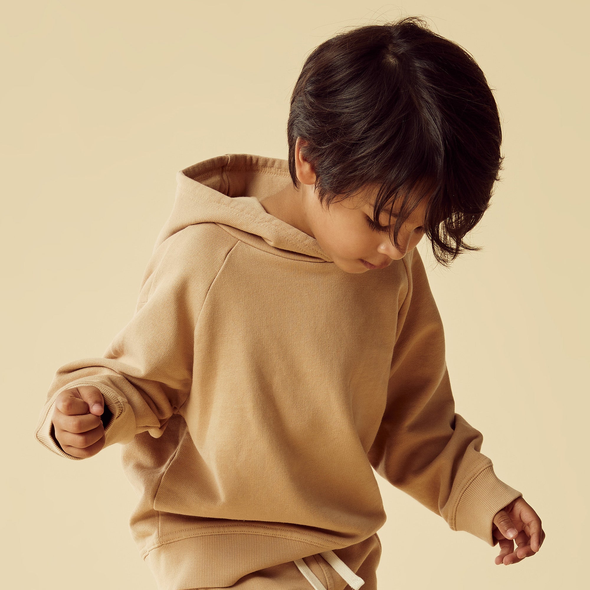 Organic Caramel Terry Hooded Sweatshirt for Women - Soft Cotton Pullover Hoodie for Casual Wear, Loungewear & Outdoor Activities