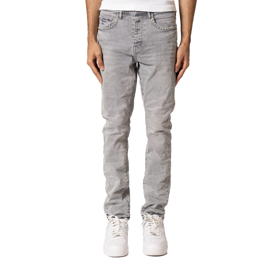 Stylish Studded Alloy Overdyed Grey Jeans for Women - Trendy Distressed Denim Pants for Casual Outfits & Night Out